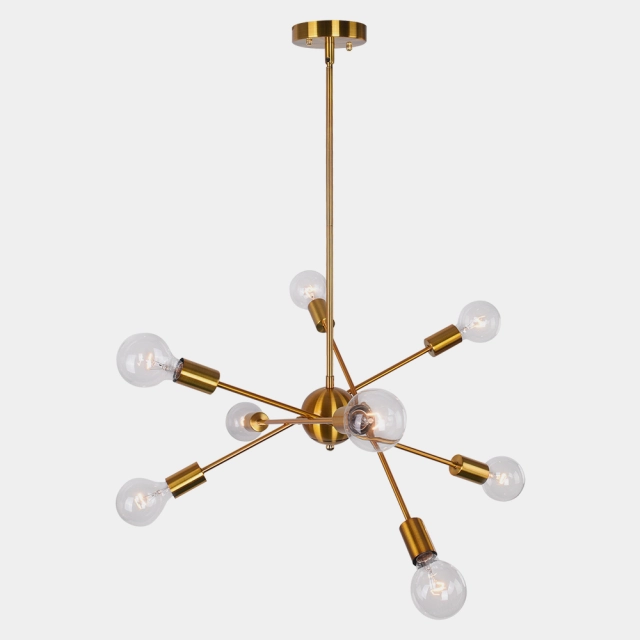 Modern Mid-Century 8 Lights Chrome/Bronze Sputnik Chandelier for Living Room Dining Room