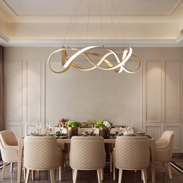 Modern Style 21&quot;W Draped Ribbon LED Chandelier in White For Restaurant Dining Room Bedroom Showroom Living Room