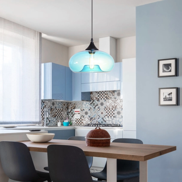 Modern Multi-Color Single Globe Pendant Light for Living Room Dining Room