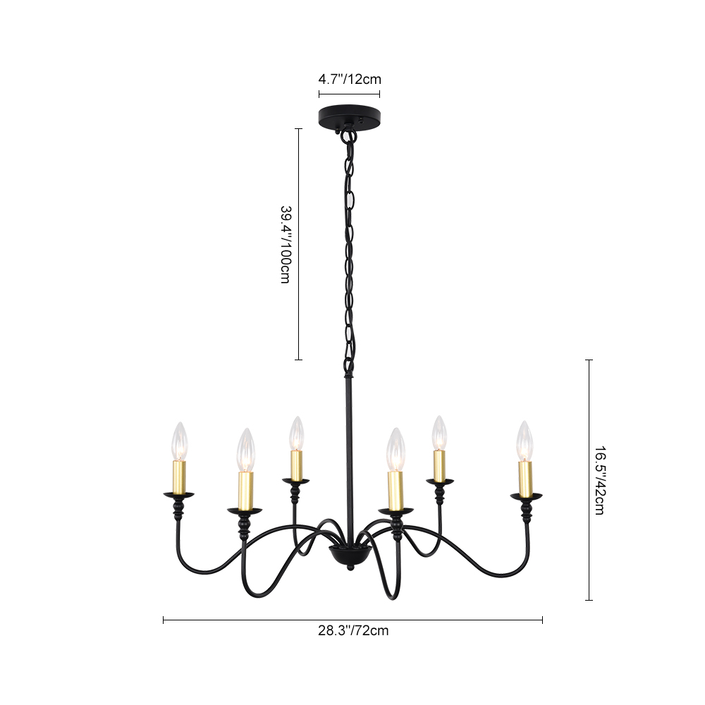 Classic Traditional  6 Light  Candle Style Chandelier for Kitchen Island Dining Table