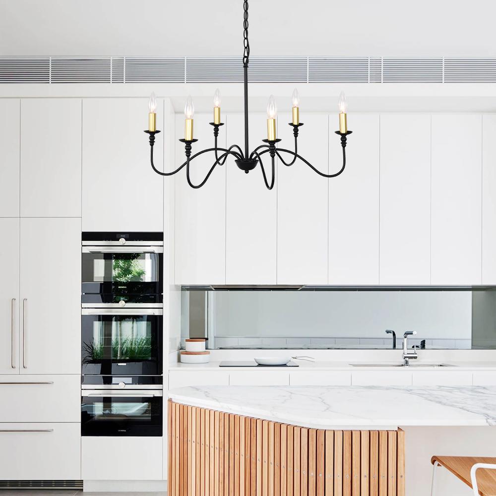 Classic Traditional  6 Light  Candle Style Chandelier for Kitchen Island Dining Table