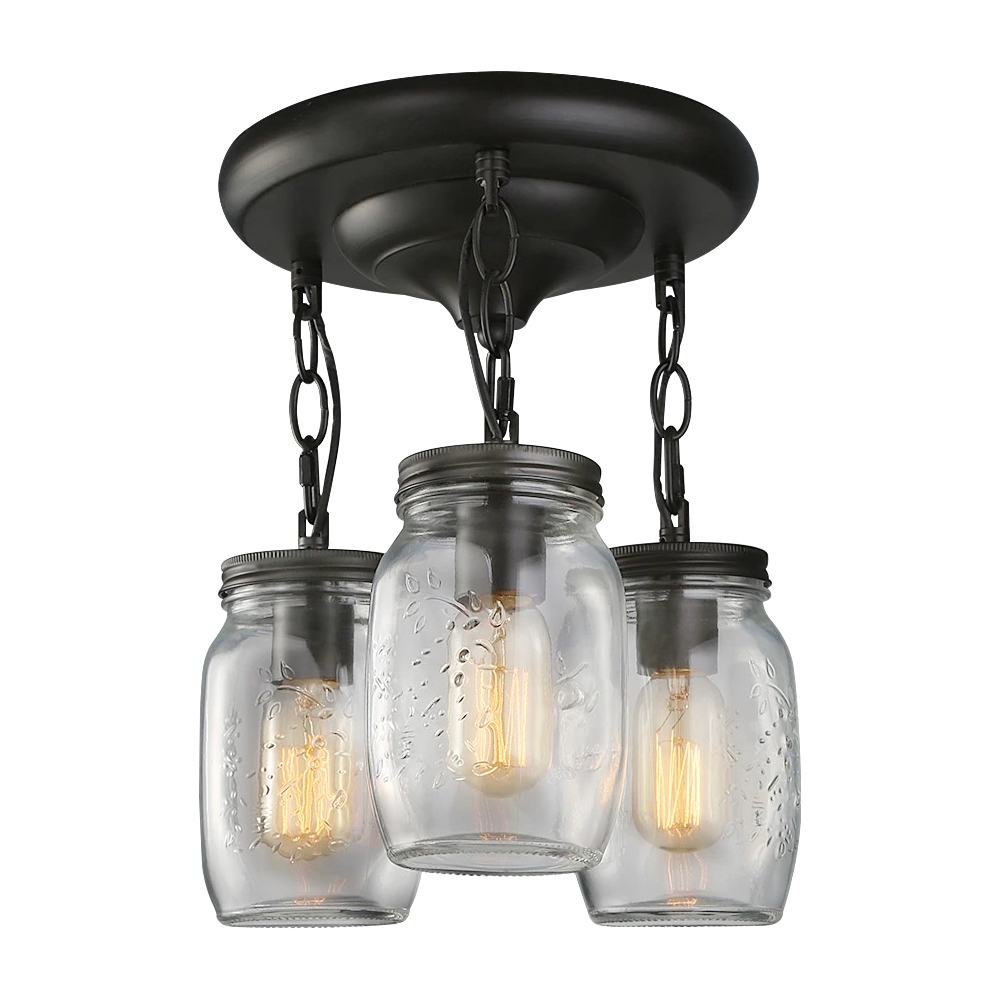 Modern Contemporary 3 Lights Semi Flush Mount Ceiling Light for Hallway Kitchen Living Room