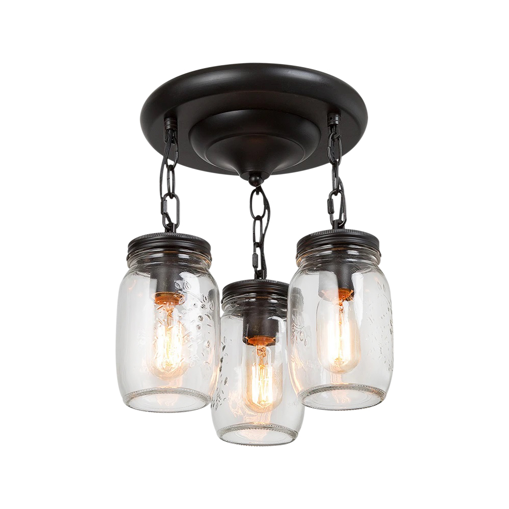 Modern Contemporary 3 Lights Semi Flush Mount Ceiling Light for Hallway Kitchen Living Room