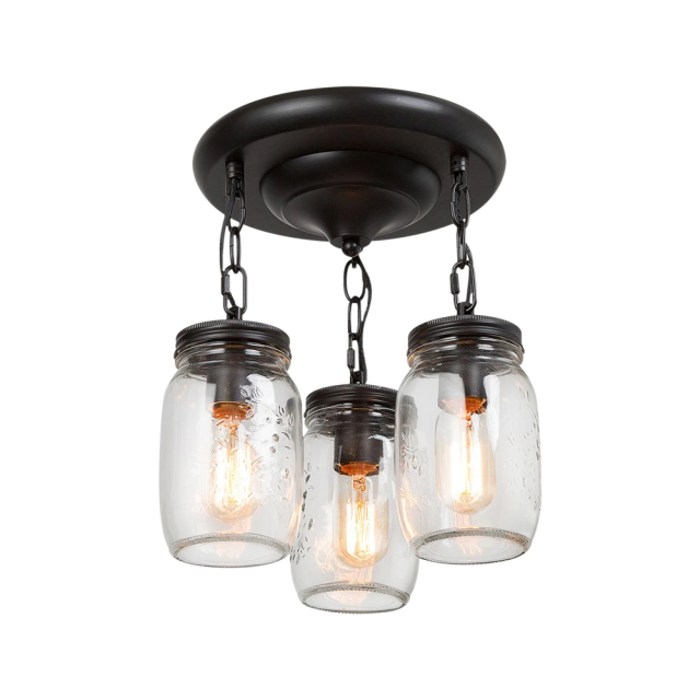 Modern Contemporary 3 Lights Semi Flush Mount Ceiling Light for Hallway Kitchen Living Room