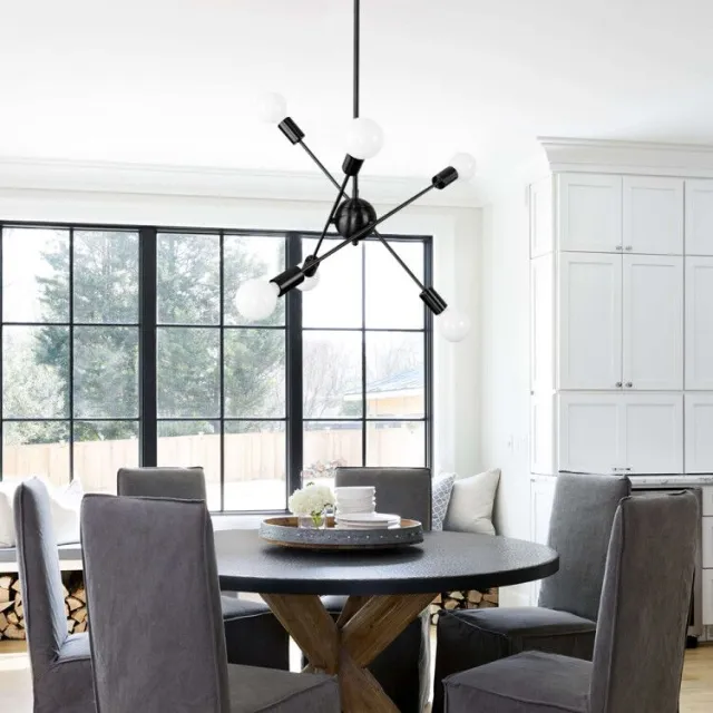 Modern Mid-Century 8/6 Lights Chrome/Bronze Sputnik Chandelier for Living Room Dining Room