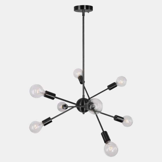 Modern MidCentury 8 Lights Chrome/Bronze Sputnik Chandelier for Living