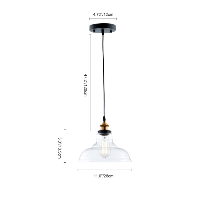 Modern Industrial 1 - Light Single Dome Pendant for Kitchen Island Dining Room