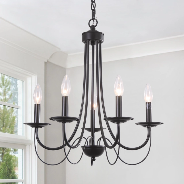Traditional Rustic  4-Lights Candle Style  Chandelier  for  Entryway  Dining Room