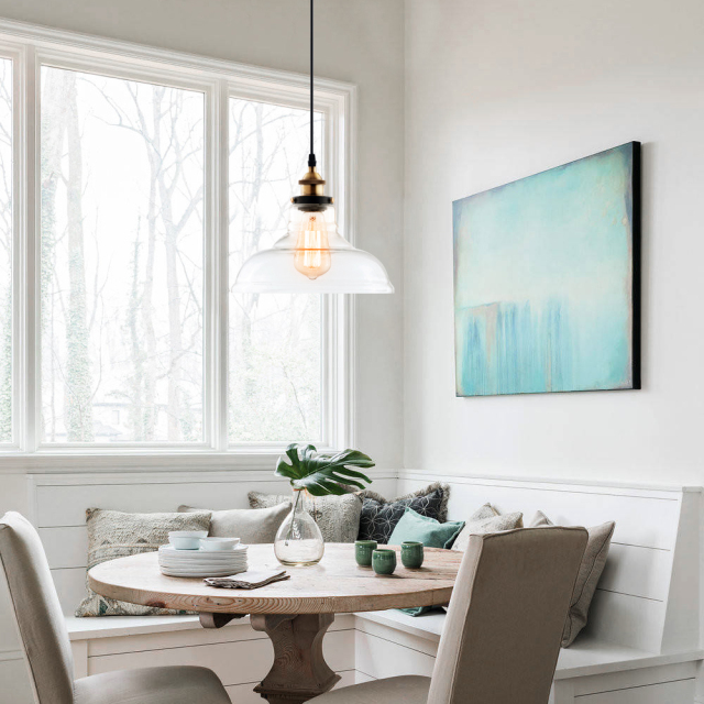 Modern Industrial 1 - Light Single Dome Pendant for Kitchen Island Dining Room
