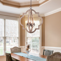 Mid-Century Farmhouse 4 Light Geometric Pendant Light for Dining Room Living Room