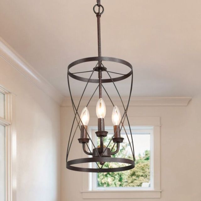 Industrial Rustic 3 Lights Drum Chandelier for Kitchen Dining Room