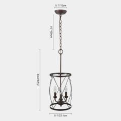 Industrial Rustic 3 Lights Drum Chandelier for Kitchen Dining Room