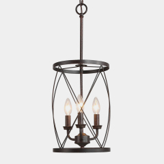Industrial Rustic 3 Lights Drum Chandelier for Kitchen Dining Room