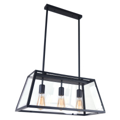 Modern Farmhouse  3-Lights Black Farmhouse Chandelier with Glass Shades