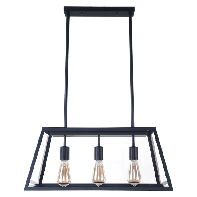 Modern Farmhouse  3-Lights Black Farmhouse Chandelier with Glass Shades