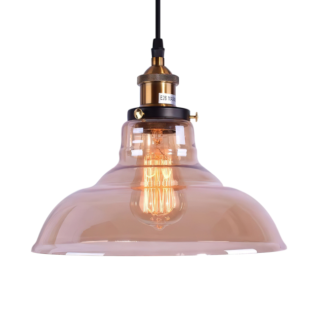 Modern Industrial Single Glass Pendant light with Dome Glass Shade