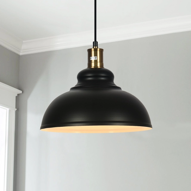 Industrial Rustic  1-Light  Black Pendant Light for Restaurant Coffee Shop