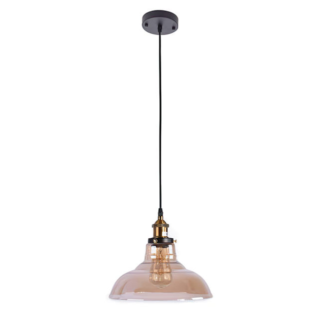 Modern Industrial Single Glass Pendant light with Dome Glass Shade