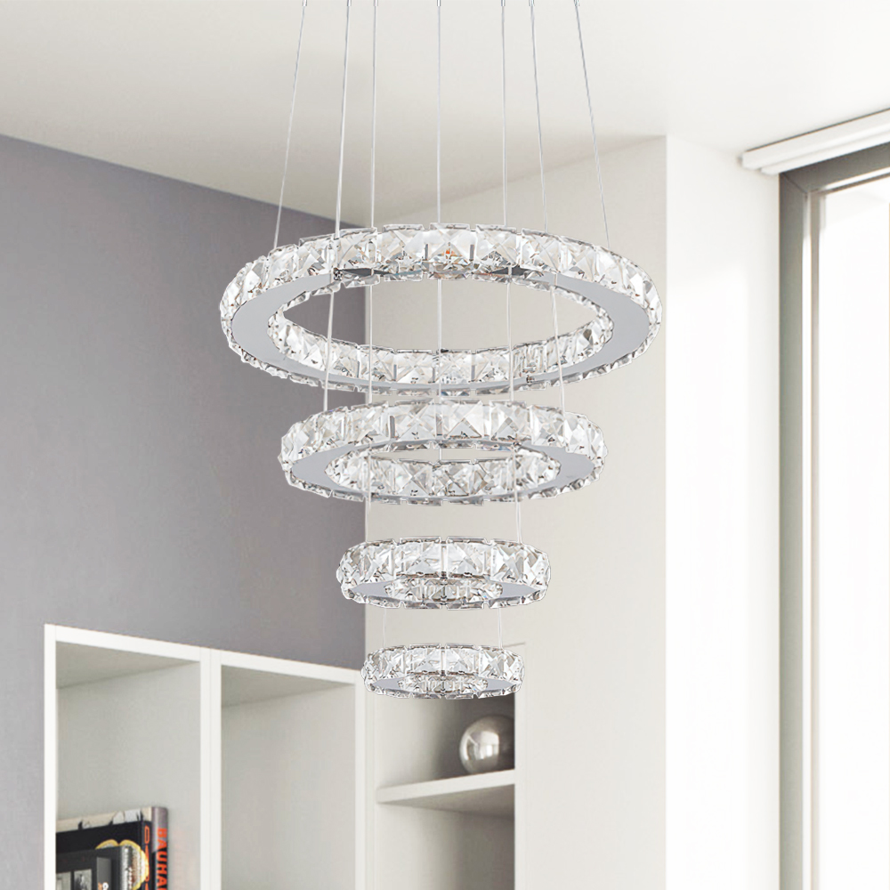 Modern Contemporary 3 Tier Circle Led Chandelier with Crystal for Living Room Dining Room Bedroom