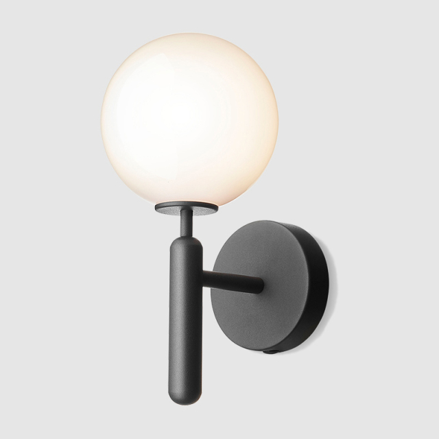 Modern Minimalist 1-Light Mini Glass Wall Sconce with Opaline Sphere