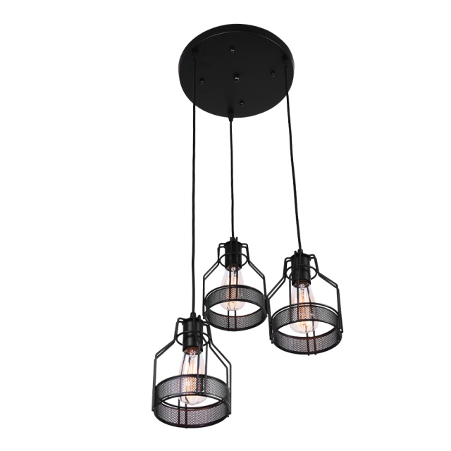 Industrial  Modern 3 light Cluster Black Pendant Light for Kitchen Island Dining Table