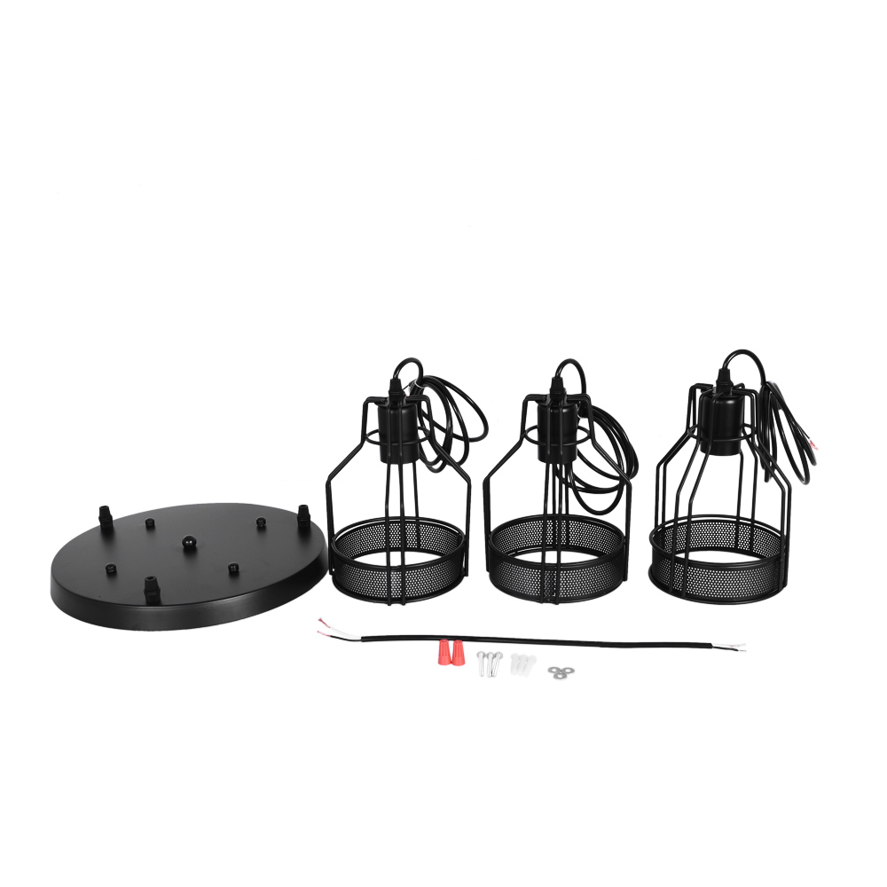 Industrial  Modern 3 light Cluster Black Pendant Light for Kitchen Island Dining Table
