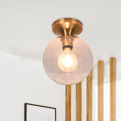 Modern Mid-Century Brass Semi Flush Mount Ceiling Light for Dining Room Hallway