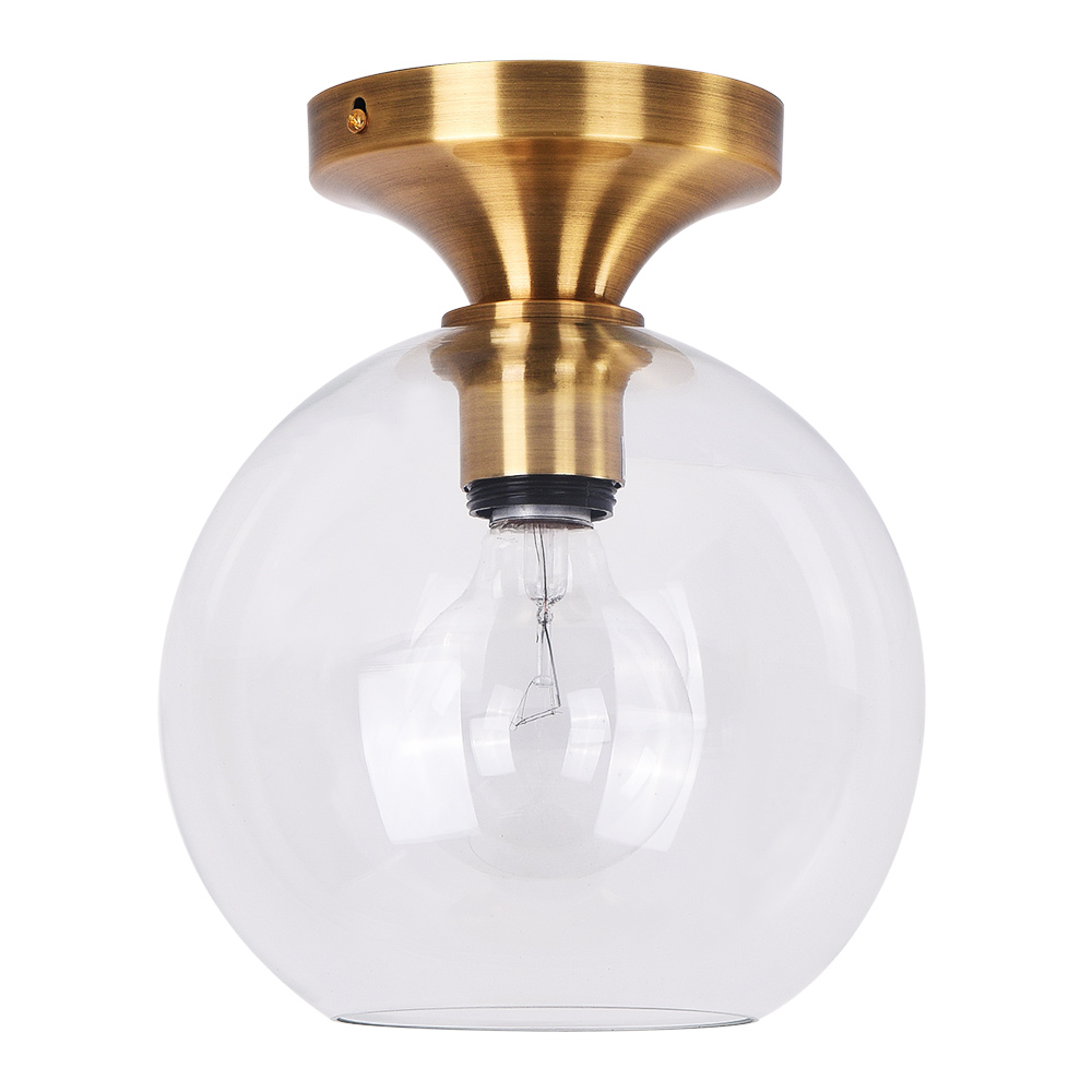 Modern Mid-Century Brass Semi Flush Mount Ceiling Light for Dining Room Hallway