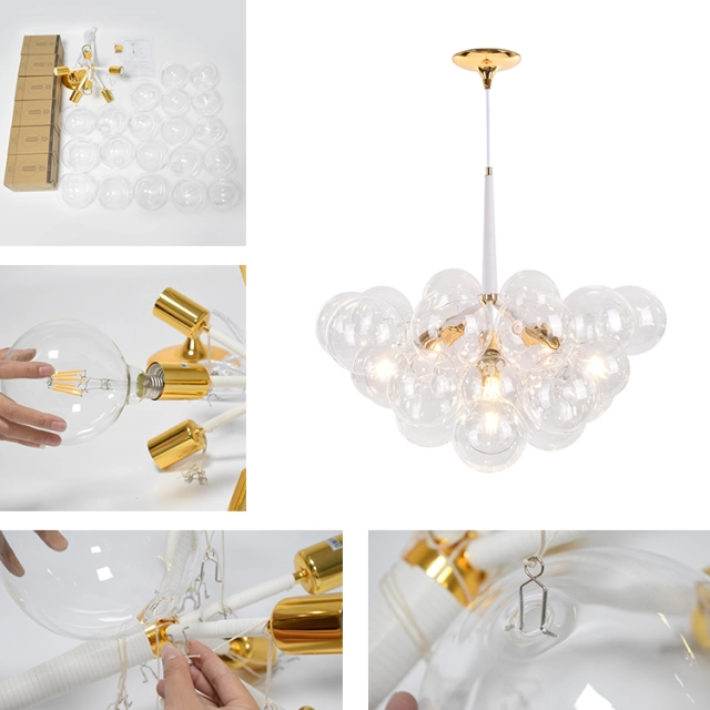 Modern Contemporary Cluster Bubble Glass Chandelier for Dining Room Living Room Restaurant