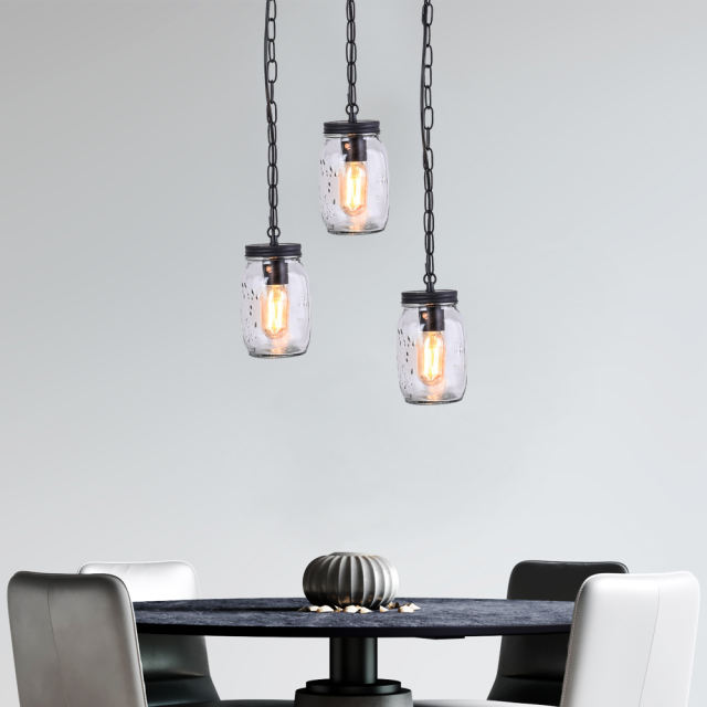 Modern Farmhouse 3-Lights Cluster Jar Pendant Light for  Kitchen Dining Room Living Room