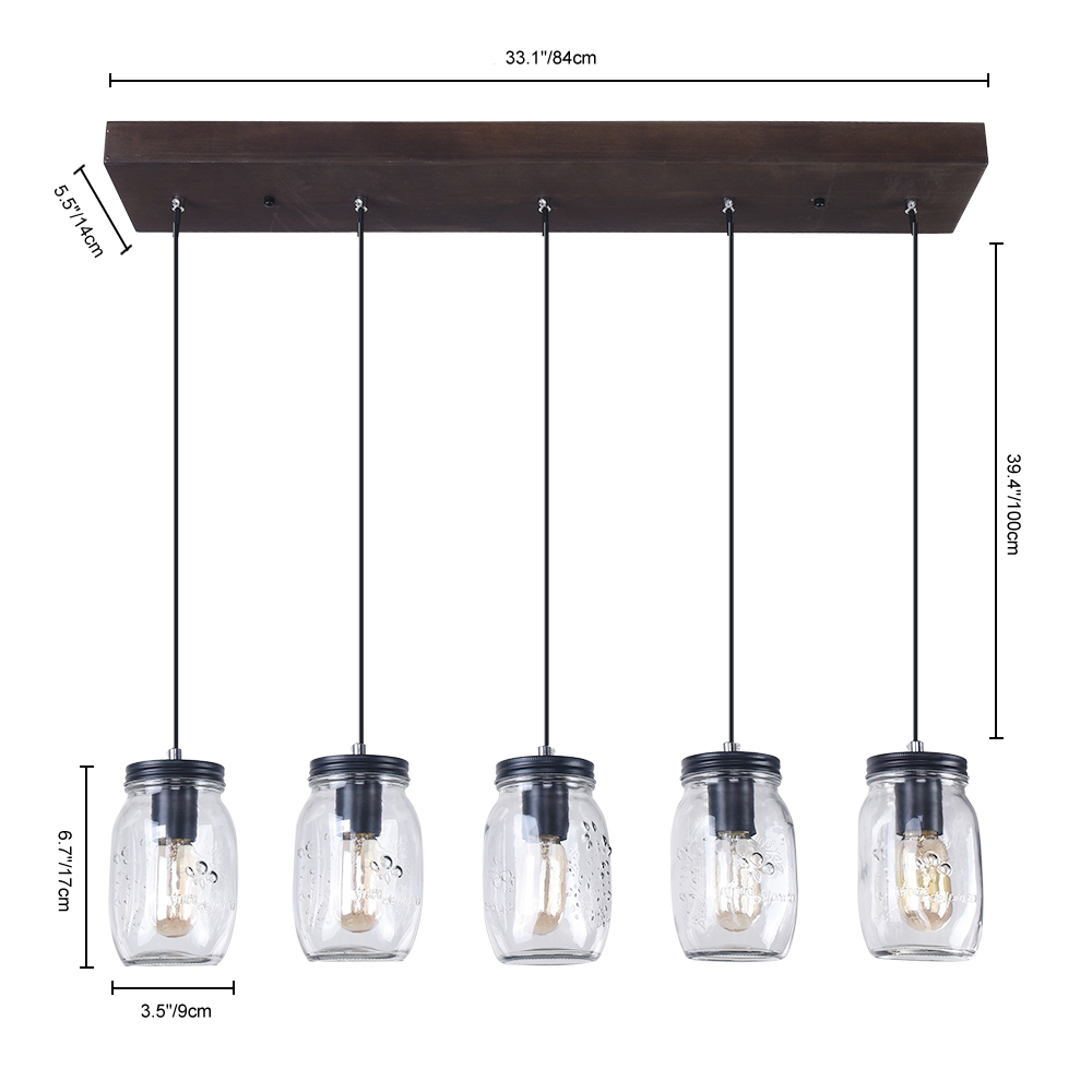Modern Farmhouse 5/7 Lights Mason Jar Pendant Light for Dining Room Kitchen