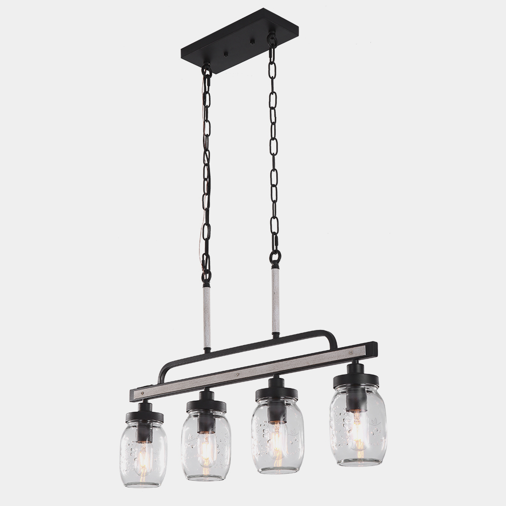 Modern Farmhouse 4 Lights Glass Pendant Lights for Dining Table /Kitchen Island