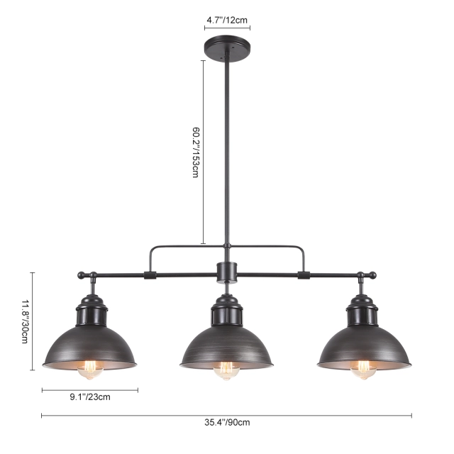 Modern Contemporary 3 Light Linear Pendant Lighting for Kitchen Island Dining Room