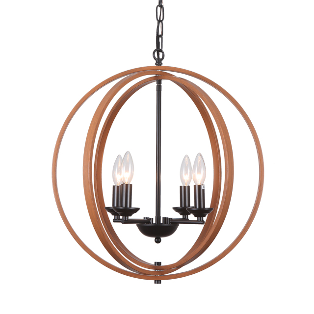 Rustic Style Four-Light Orb Geometric Pendant Light for Kitchen/ Living Room/Hallway