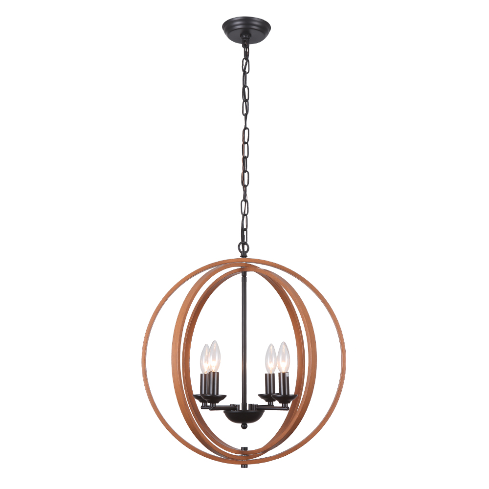 Rustic Style Four-Light Orb Geometric Pendant Light for Kitchen/ Living Room/Hallway