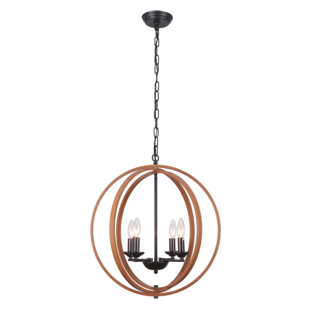Rustic Style Four-Light Orb Geometric Pendant Light for Kitchen/ Living Room/Hallway