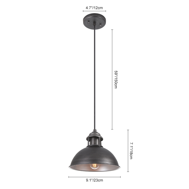 Modern Industrial Style One Light Dome Pendant Light for Entryway/Kitchen