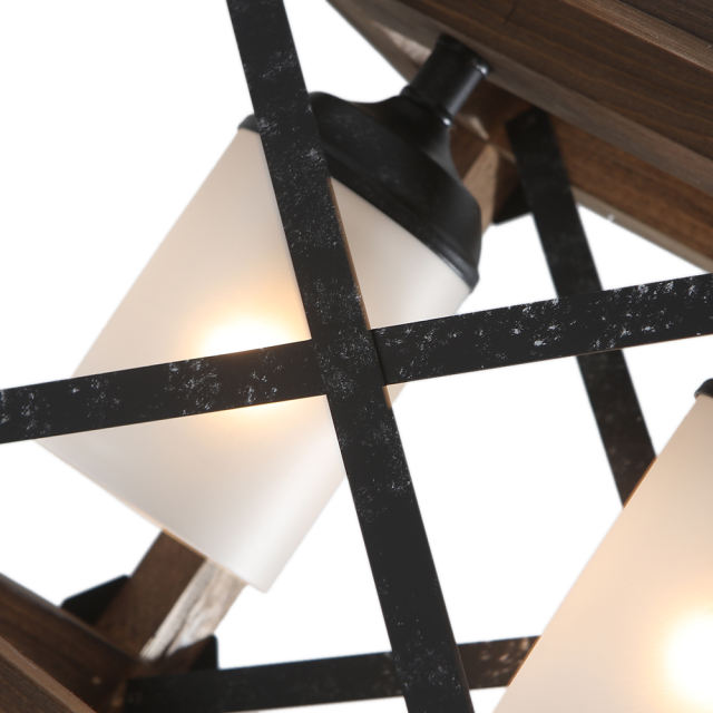 Modern Rustic 4 Lights Rectangle Farmhouse Chandelier for Kitchen Dining Room  Living Room