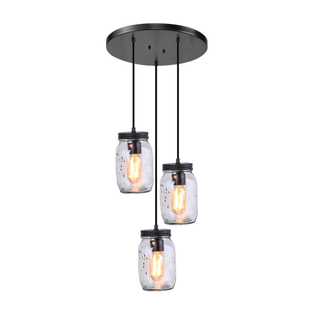 Modern Farmhouse 3-Lights Cluster Jar Pendant Light for  Kitchen Dining Room Living Room