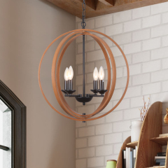 Rustic Style Four-Light Orb Geometric Pendant Light for Kitchen/ Living Room/Hallway