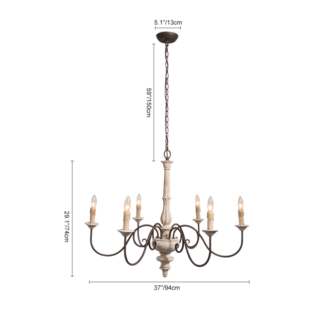 Modern Farmhouse Six Lights Anchor Chandelier for Dining Room Dining Room