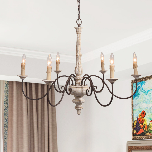 Modern Farmhouse Six Lights Anchor Chandelier for Dining Room Dining Room