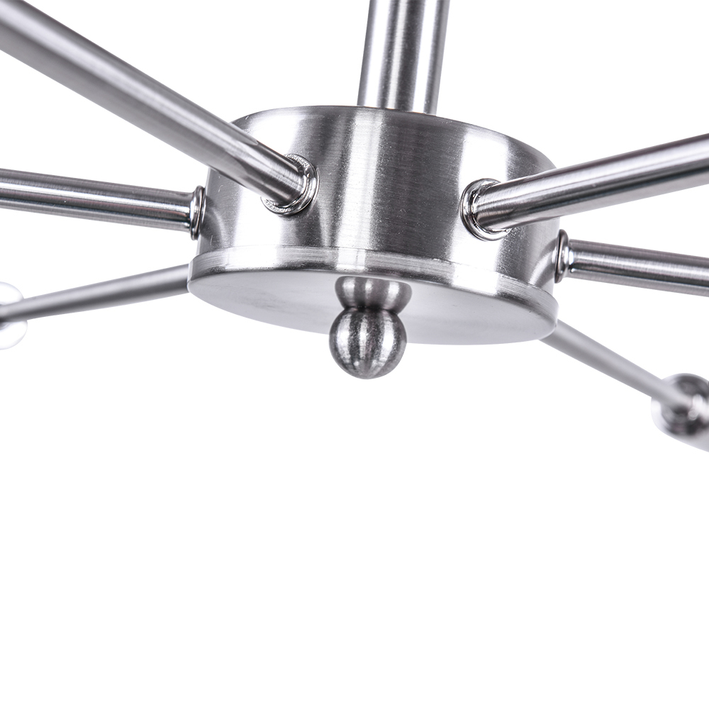 Modern Mid-century 6 Light Chrome Sputnik Chandelier for Living Room Dining Room