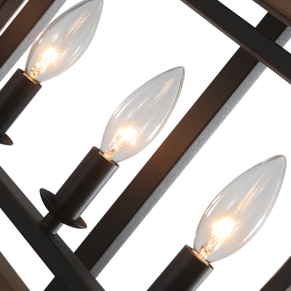 Modern Farmhouse 6-Lights Wooden Kitchen Island Chandelier for Kitchen/Dining Room