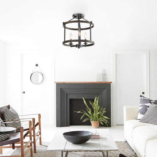 Modern farmhouse 3- light semi flush for Dining room/ Kitchen/Entryway