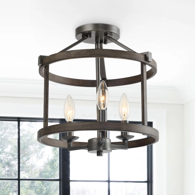 Modern farmhouse 3- light semi flush for Dining room/ Kitchen/Entryway