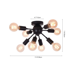 Vintage modern farmhouse Semi Flush Mount Ceiling Light with 8 Light for Kitchen Dining Room/ Bedroom