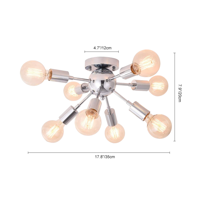 Vintage modern farmhouse Semi Flush Mount Ceiling Light with 8 Light for Kitchen Dining Room/ Bedroom