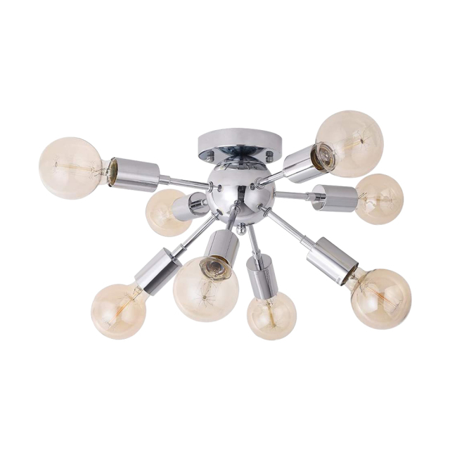 Vintage modern farmhouse Semi Flush Mount Ceiling Light with 8 Light for Kitchen Dining Room/ Bedroom