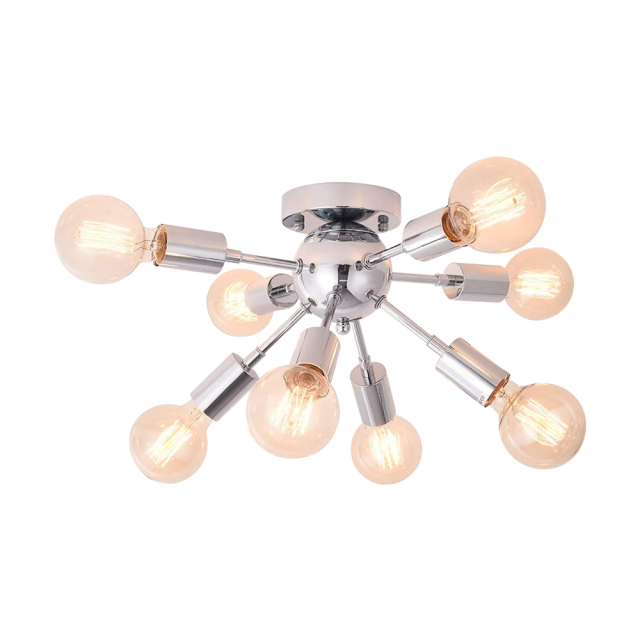 Vintage modern farmhouse Semi Flush Mount Ceiling Light with 8 Light for Kitchen Dining Room/ Bedroom